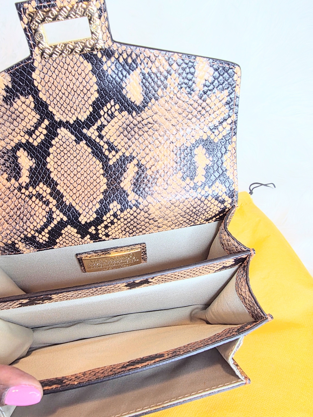 Valentino By Mario Valentino Titti Python Embossed Leather Top-Handle/Crossbody - Picture 7 of 13